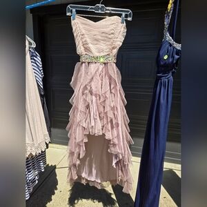 Elegant Ruffled Dress with Beaded Waist